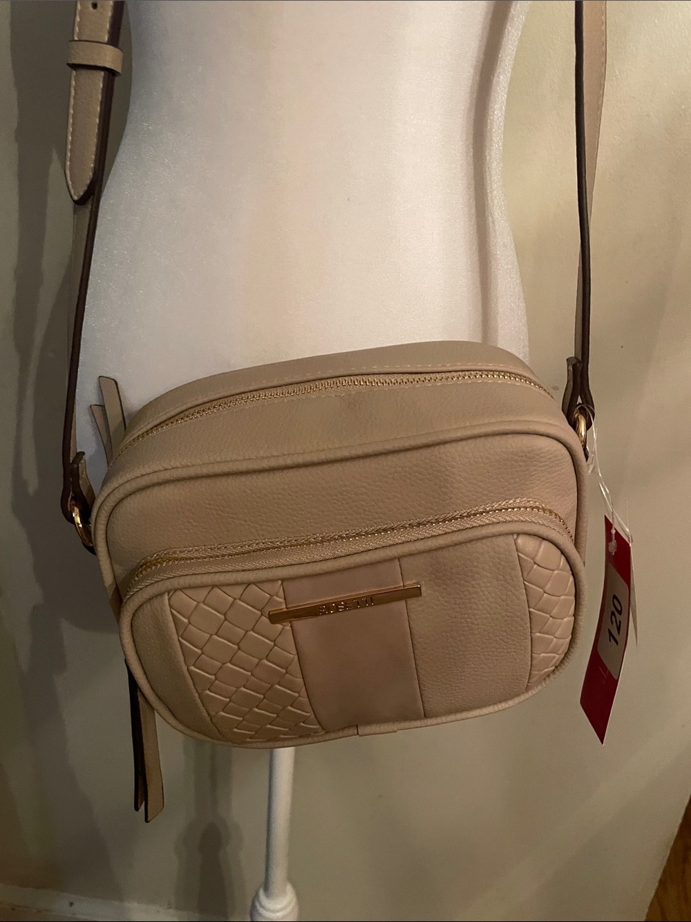 Rosetti Cream Crossbody Camera Bag with Woven Panels